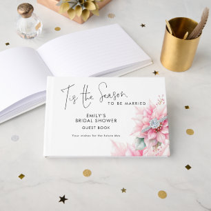 Tis the Season Poinsettia Christmas Bridal Shower Guest Book