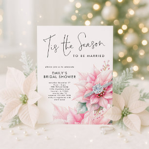 Tis the Season Poinsettia Christmas Bridal Shower Invitation