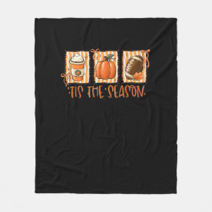 Tis The Season Pumpkin American Football Thanksgiv Fleece Blanket