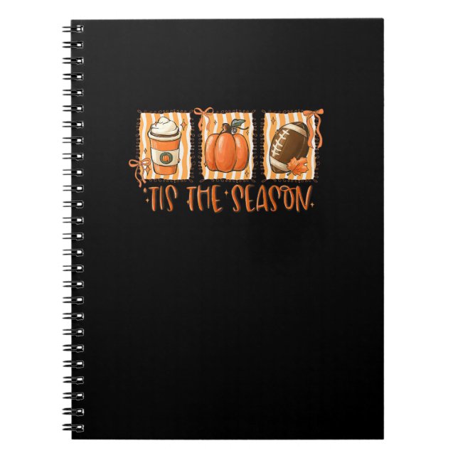 Tis The Season Pumpkin American Football Thanksgiv Notebook (Front)