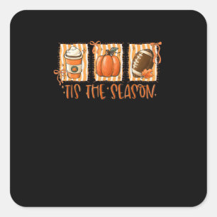 Tis The Season Pumpkin American Football Thanksgiv Square Sticker