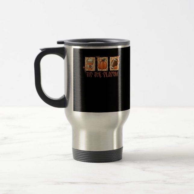 Tis The Season Pumpkin American Football Thanksgiv Travel Mug (Left)
