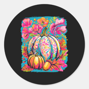 Tis The Season Pumpkin Autumn Fall Y'all Leaves Th Classic Round Sticker