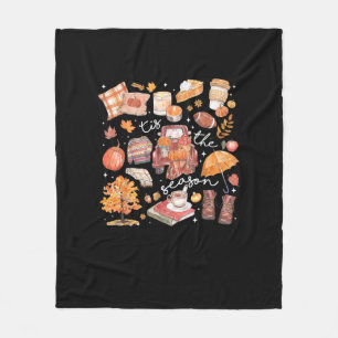 Tis The Season Pumpkin Autumn Fall Yall Leaves Tha Fleece Blanket