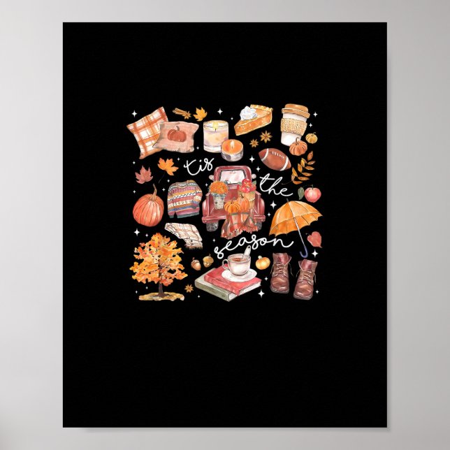 Tis The Season Pumpkin Autumn Fall Yall Leaves Tha Poster (Front)