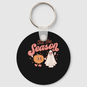Tis The Season Pumpkin Boo 60s 70s Halloween Costu Key Ring