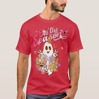 Tis the Season Pumpkin Boo 60s 70s Hippie Hallowee T-Shirt