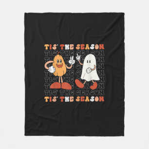 Tis The Season Pumpkin Boo 70s Halloween Costume Fleece Blanket