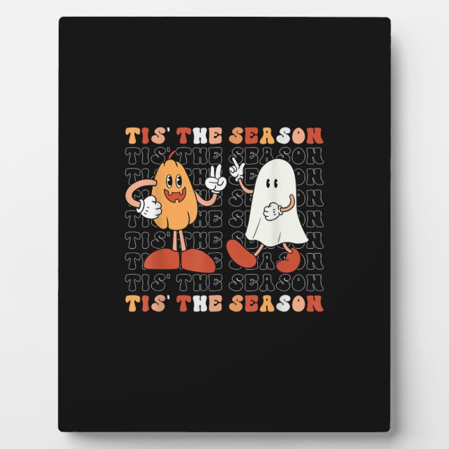 Tis The Season Pumpkin Boo 70s Halloween Costume Plaque (Front)