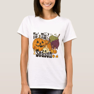 Tis' The Season Pumpkin Cauldron Candles Halloween T-Shirt