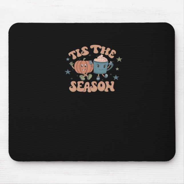 Tis The Season Pumpkin Fall Coffee Retro Mouse Mat (Front)