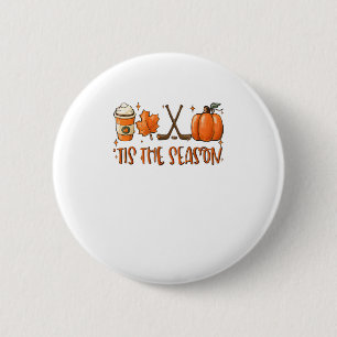 Tis The Season Pumpkin Latte Fall Leaves Thanksgiv 6 Cm Round Badge