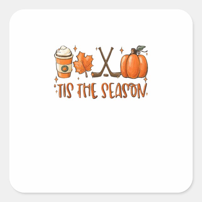 Tis The Season Pumpkin Latte Fall Leaves Thanksgiv Square Sticker (Front)