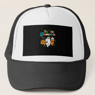 Tis The Season Pumpkin Latte Retro Halloween Fall Trucker Hat