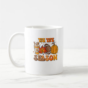Tis The Season Pumpkin Leaf Latte Fall Aesthetic C Coffee Mug