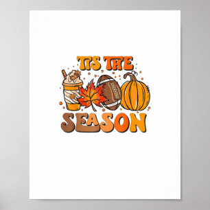 Tis The Season Pumpkin Leaf Latte Fall Aesthetic C Poster