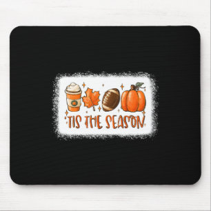 Tis The Season Pumpkin Leaf Latte Fall Football Bl Mouse Mat
