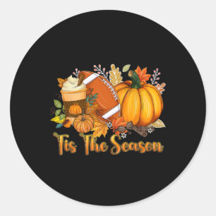Tis The Season Pumpkin Leaf Latte Fall Thanksgivin Classic Round Sticker