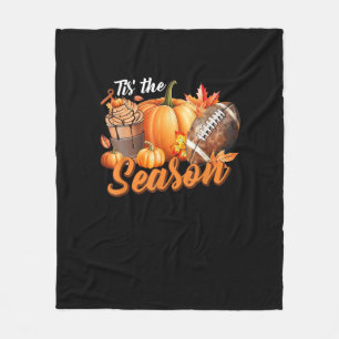 Tis The Season Pumpkin Leaf Latte Fall Thanksgivin Fleece Blanket