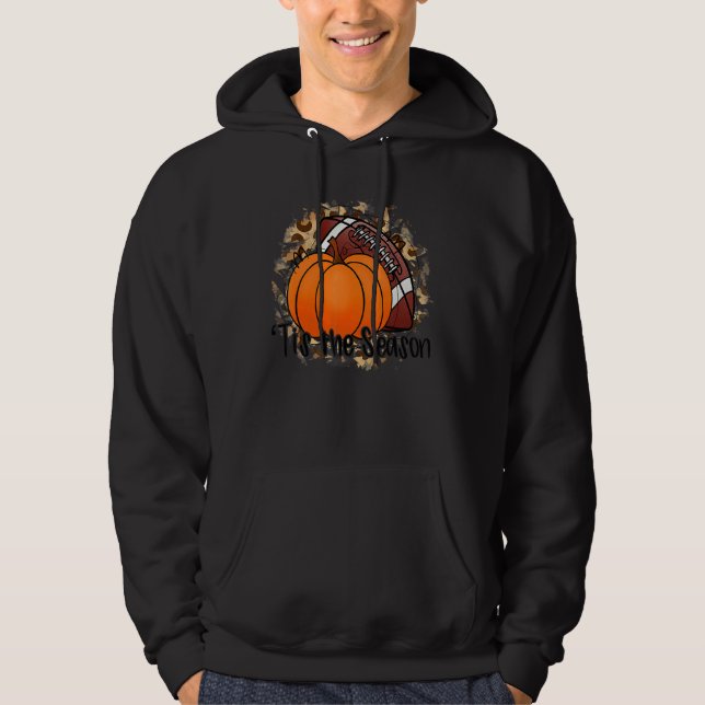 Tis The Season Pumpkin Leaf Latte Fall Thanksgivin Hoodie (Front)