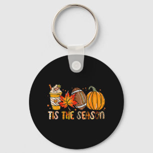 Tis The Season Pumpkin Leaf Latte Fall Thanksgivin Key Ring