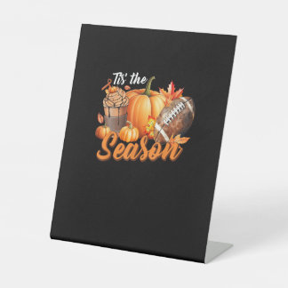 Tis The Season Pumpkin Leaf Latte Fall Thanksgivin Pedestal Sign