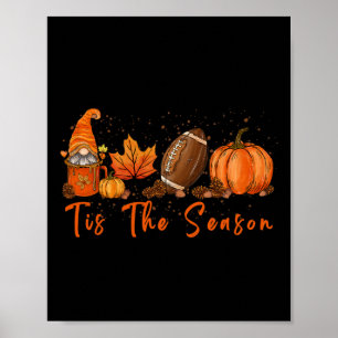 Tis The Season Pumpkin Leaf Latte Fall Thanksgivin Poster