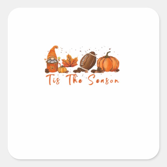 Tis The Season Pumpkin Leaf Latte Fall Thanksgivin Square Sticker (Front)