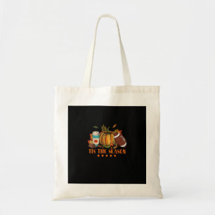 Tis The Season Pumpkin Leaf Latte Fall Thanksgivin Tote Bag