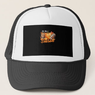 Tis The Season Pumpkin Leaf Latte Fall Thanksgivin Trucker Hat