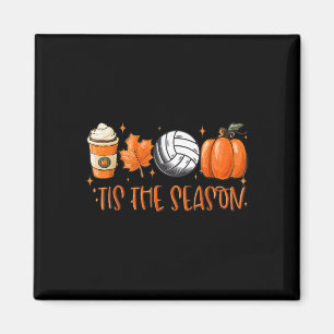 Tis The Season Pumpkin Leaf Latte Fall Volleyball Magnet