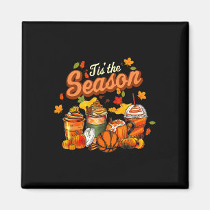 Tis The Season Pumpkin Leaf Latte Fall Volleyball Magnet