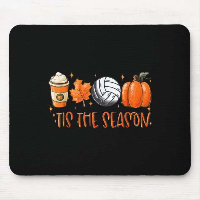 Tis The Season Pumpkin Leaf Latte Fall Volleyball  Mouse Mat (Front)