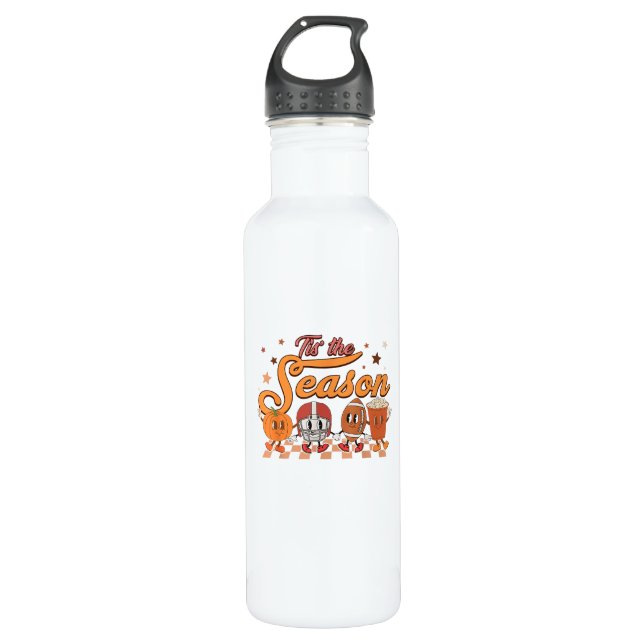 Tis The Season Pumpkin Leaf Latte Football Creativ 710 Ml Water Bottle (Front)