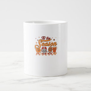 Tis The Season Pumpkin Leaf Latte Football Creativ Large Coffee Mug