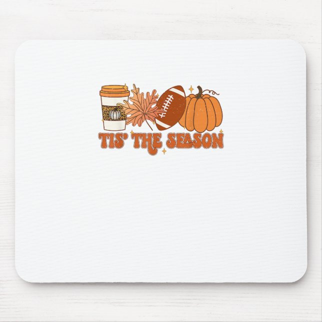 Tis The Season Pumpkin Leaf Thanksgiving Football  Mouse Mat (Front)
