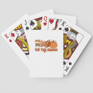 Tis The Season Pumpkin Leaf Thanksgiving Football  Playing Cards