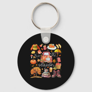 Tis The Season Pumpkin Leaves Autumn 1 Key Ring