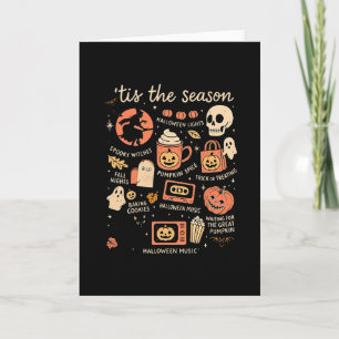 Tis The Season Pumpkin Leaves Autumn Halloween Card
