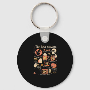 Tis The Season Pumpkin Leaves Autumn Halloween Key Ring