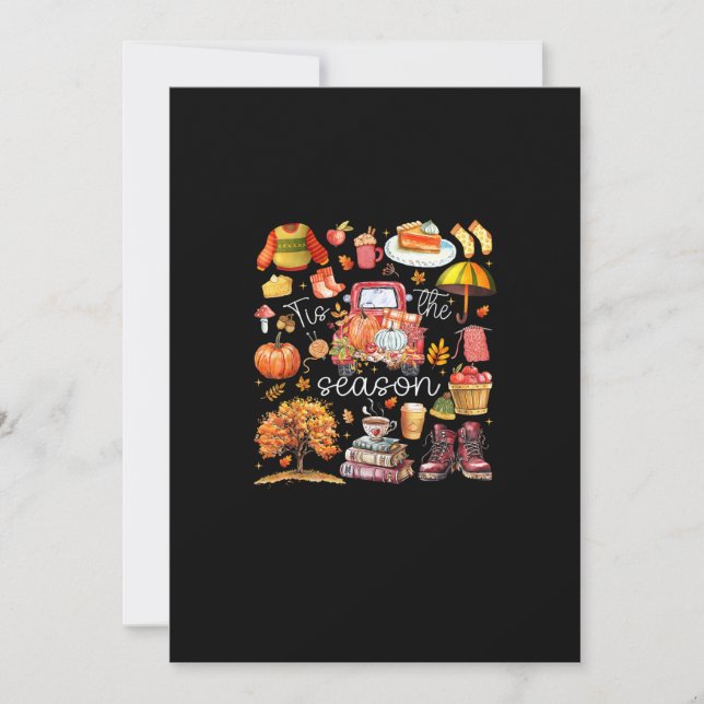 Tis The Season Pumpkin Leaves Autumn Holiday Card (Front)