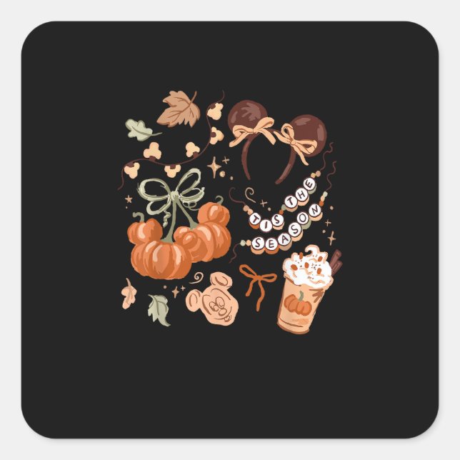 Tis The Season Pumpkin Season, Fall Harvest Autumn Square Sticker (Front)