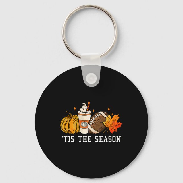 Tis The Season Pumpkin Spice American Football Aut Key Ring (Front)