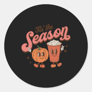 Tis The Season Pumpkin Spice Fall Autumn Hallowee Classic Round Sticker