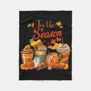 Tis The Season Pumpkin Spice Fall Autumn Halloween Fleece Blanket