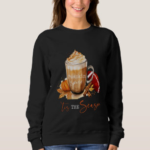 Tis the Season Pumpkin Spice Football Fall Black Sweatshirt