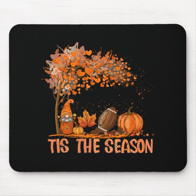 Tis The Season Pumpkin Spice Football Fall Leaves  Mouse Mat (Front)