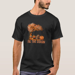 Tis The Season Pumpkin Spice Football Fall Leaves T-Shirt