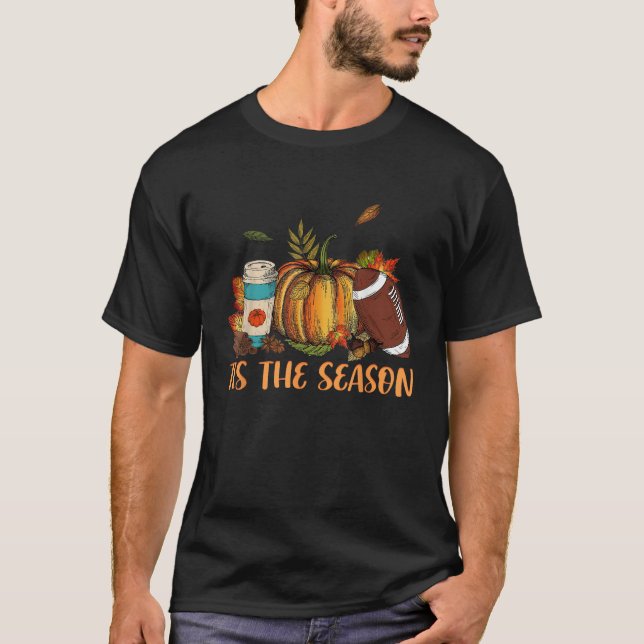 Tis The Season Pumpkin Spice Football Halloween Th T-Shirt (Front)