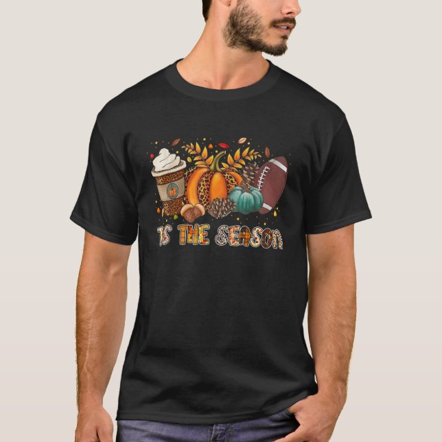 Tis The Season Pumpkin Spice Football Halloween Th T-Shirt (Front)